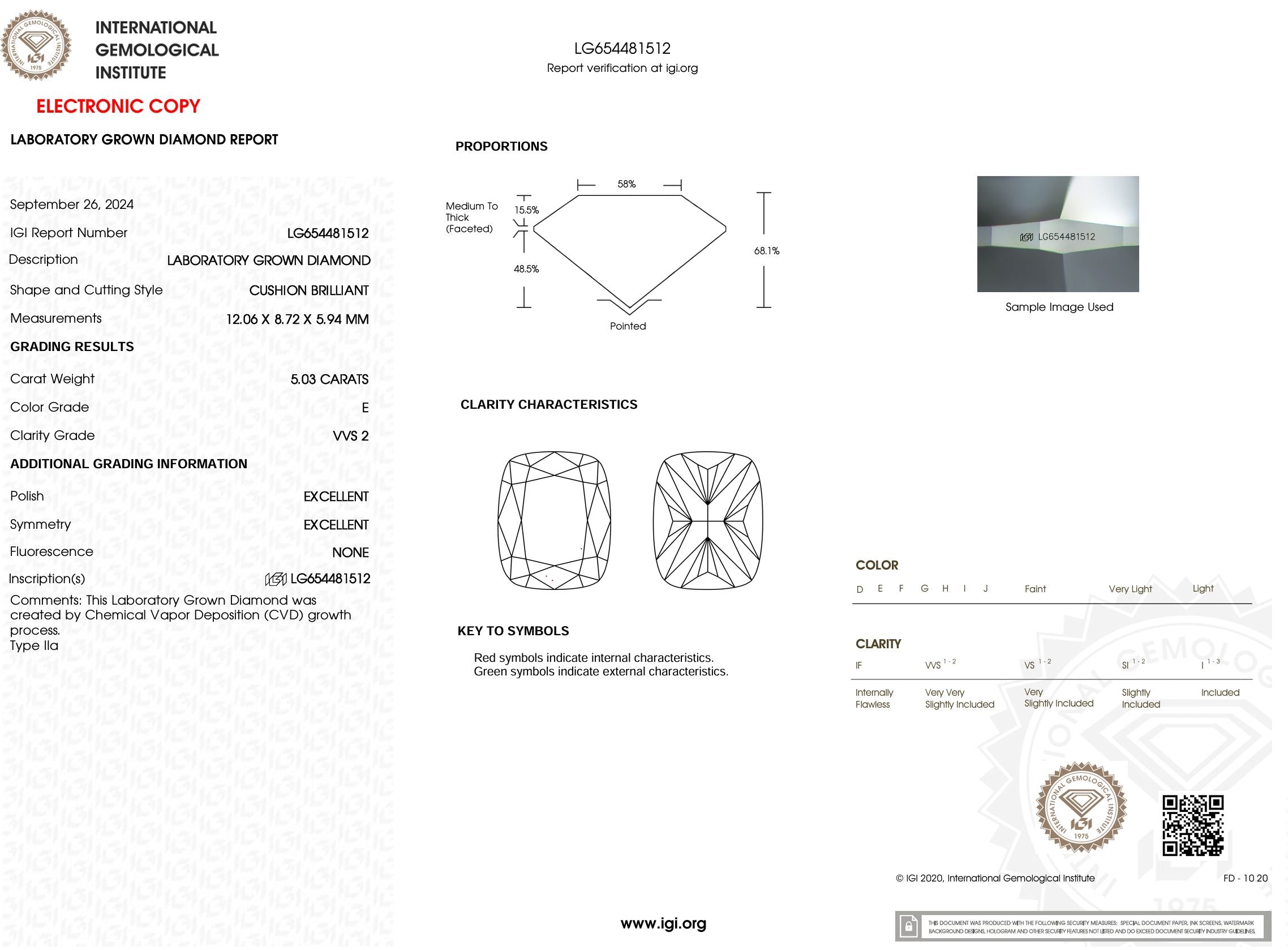 5.03 Carat E-VVS2 Elongated Cushion Lab Grown Diamond - IGI (#54136) Loose Diamond Princess Bride Diamonds 