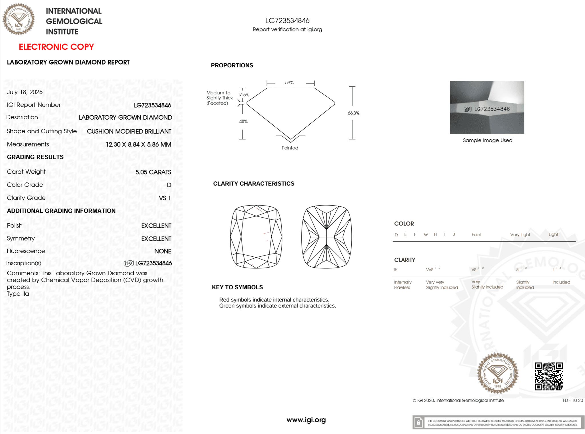 5.05 Carat D - VS1 Elongated Cushion Lab Grown Diamond - IGI (122283) - PBD Loose Diamond