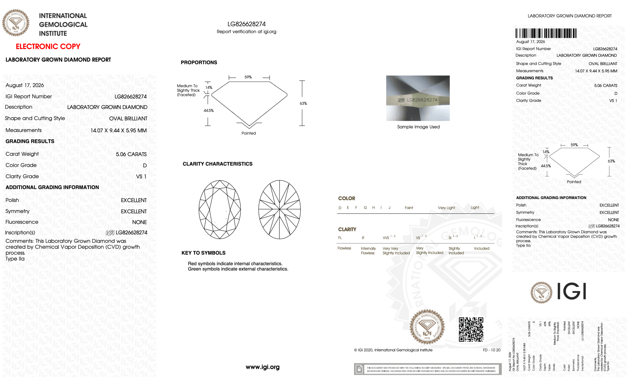 5.06 Carat D-VS1 Oval Lab Grown Diamond - IGI (128327) - PBD Loose Diamond