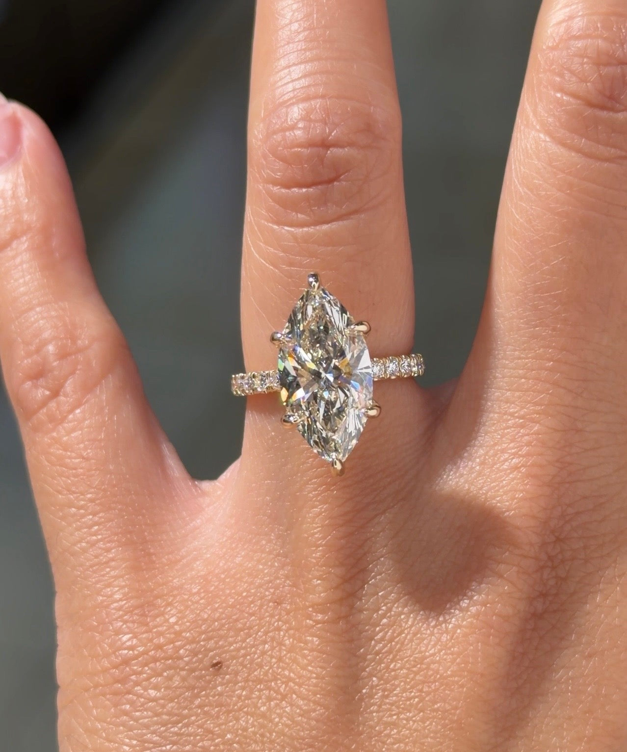 5.09ct F-VVS2 Marquise Lab Diamond Kayla - PBD Engagement Rings