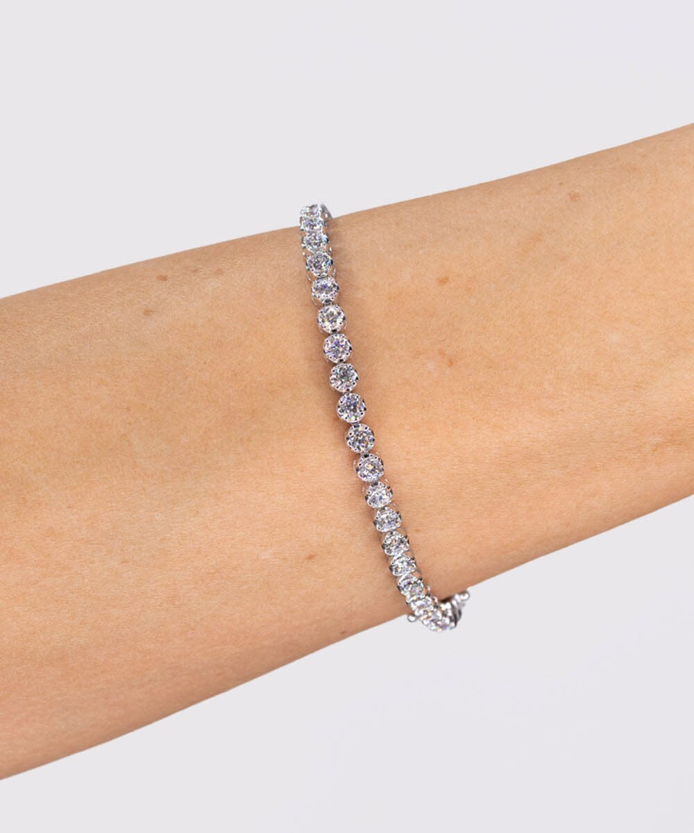 5.27ct F+ VS+ Lab Diamond Bubble Tennis Bracelet 14k White Gold Bracelets Princess Bride Diamonds 