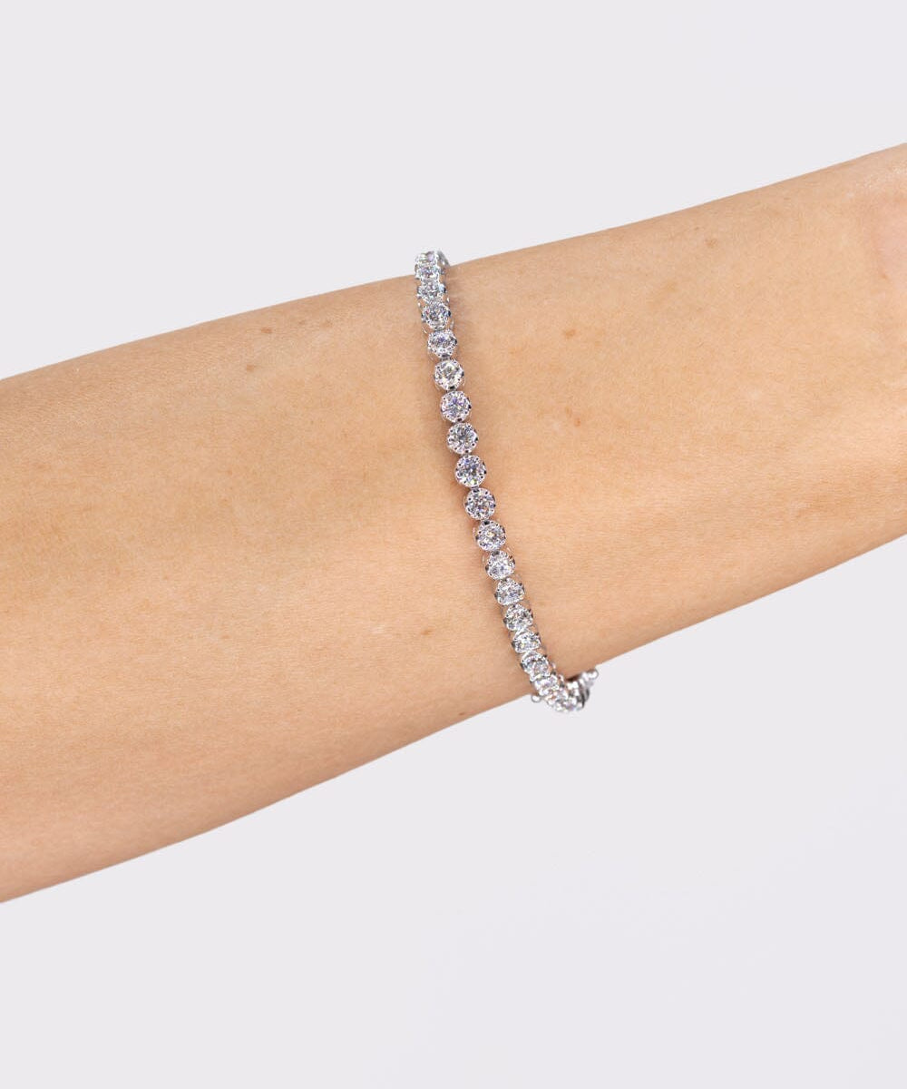 5.27ct F+ VS+ Lab Diamond Bubble Tennis Bracelet 14k White Gold Bracelets Princess Bride Diamonds 