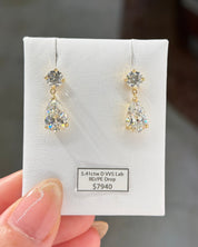 5.4ct Round and Pear Drop Studs - PBD Earrings