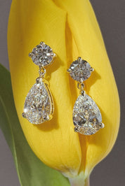 5.4ct Round and Pear Drop Studs - PBD Earrings