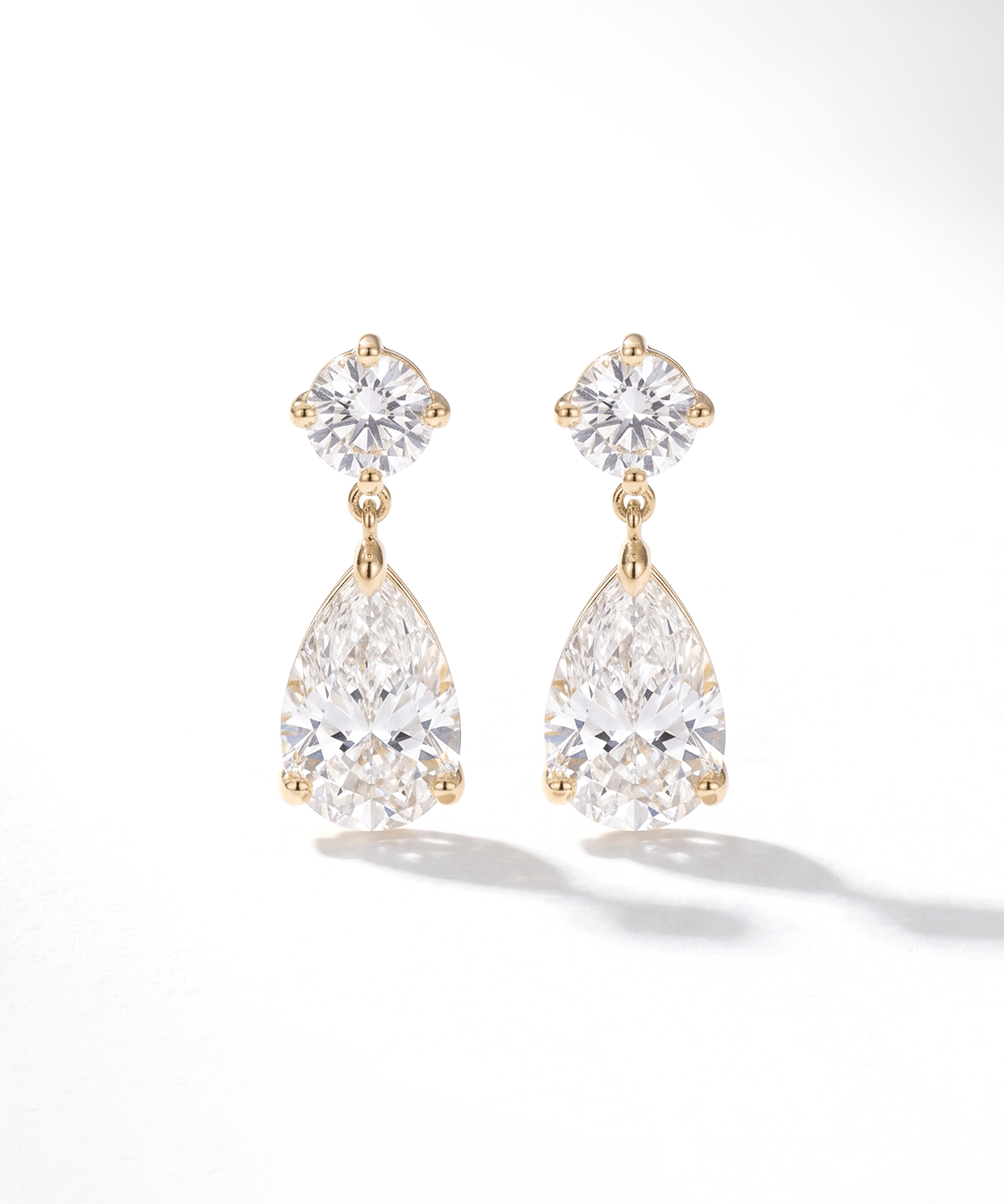 5.4ct Round and Pear Drop Studs - PBD Earrings