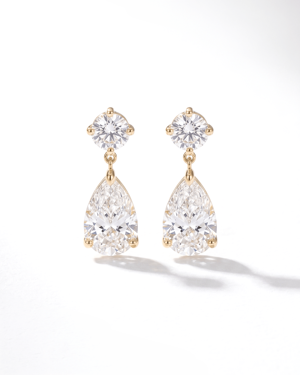 5.4ct Round and Pear Drop Studs - PBD Earrings