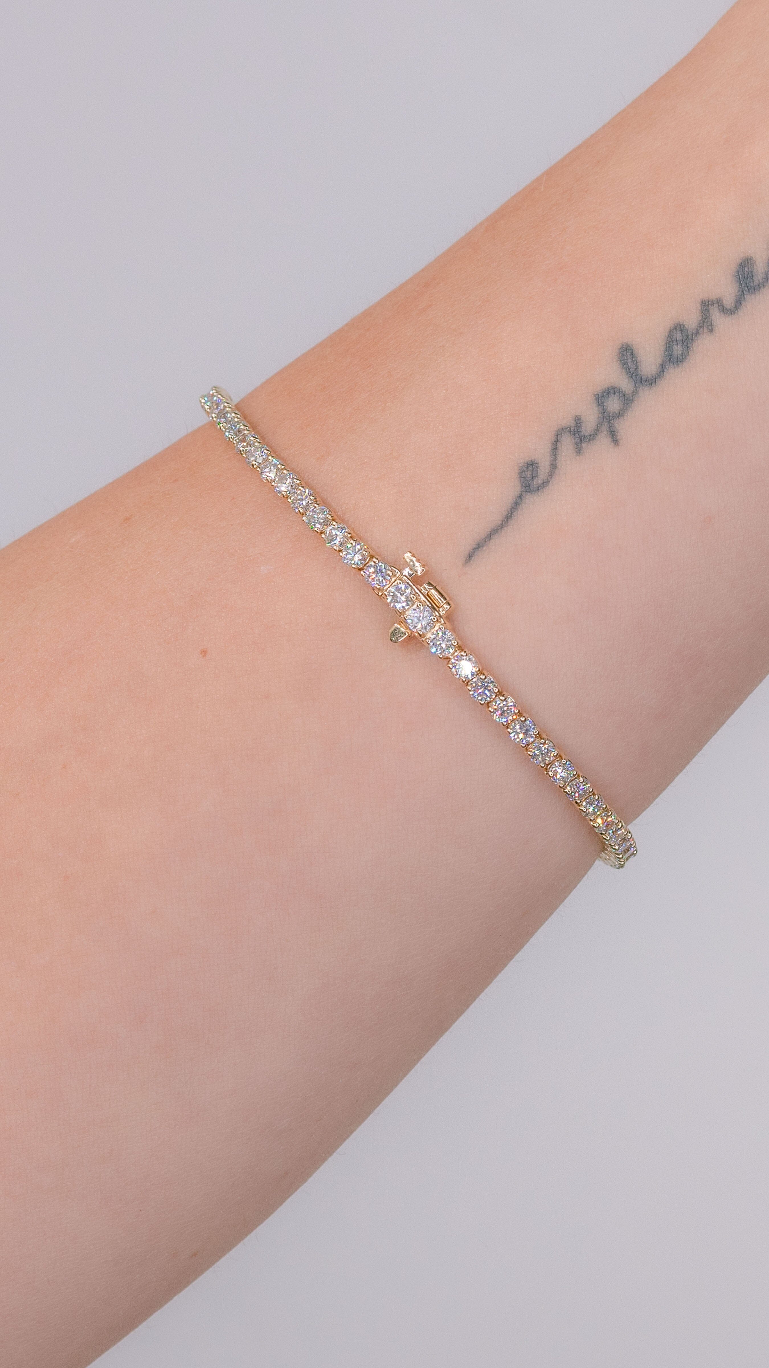 5.60ct F+ VS+ Lab Diamond Tennis Bracelet 14k Yellow Gold Bracelets Princess Bride Diamonds 