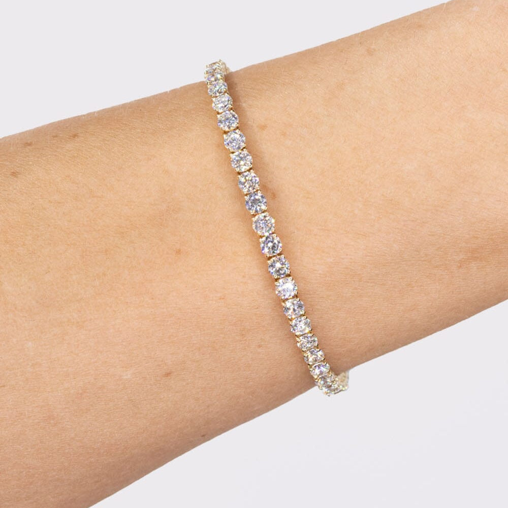 5.60ct F+ VS+ Lab Diamond Tennis Bracelet 14k Yellow Gold Bracelets Princess Bride Diamonds 