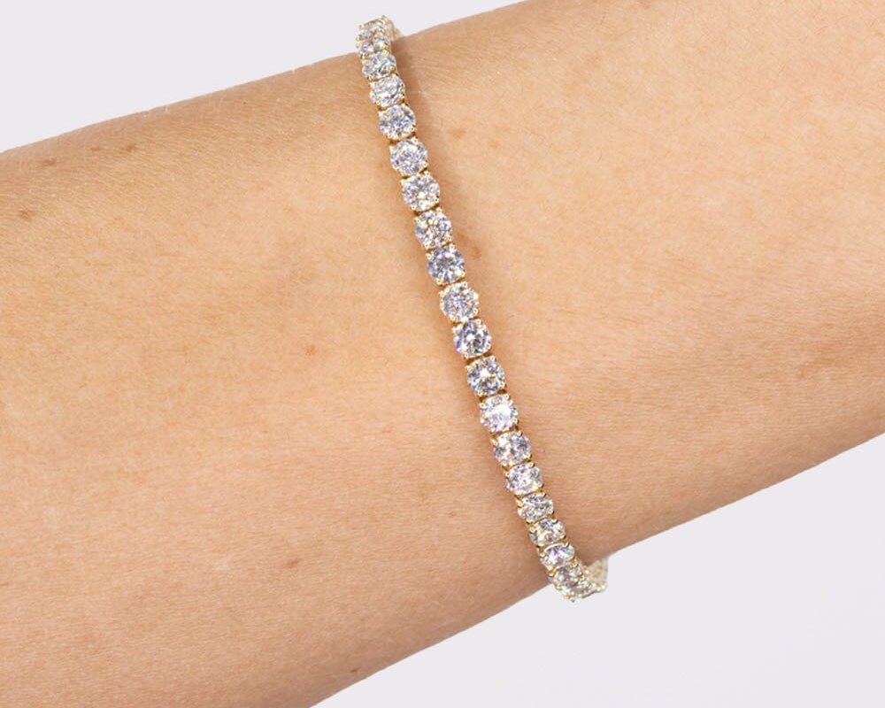 5.60ct F+ VS+ Lab Diamond Tennis Bracelet 14k Yellow Gold Bracelets Princess Bride Diamonds 