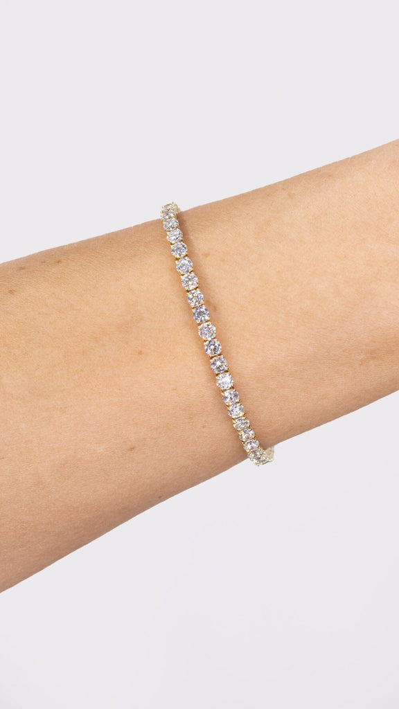 5.60ct F+ VS+ Lab Diamond Tennis Bracelet 14k Yellow Gold Bracelets Princess Bride Diamonds 