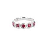 5mm Alexis 5-Stone Halo Ruby Ring