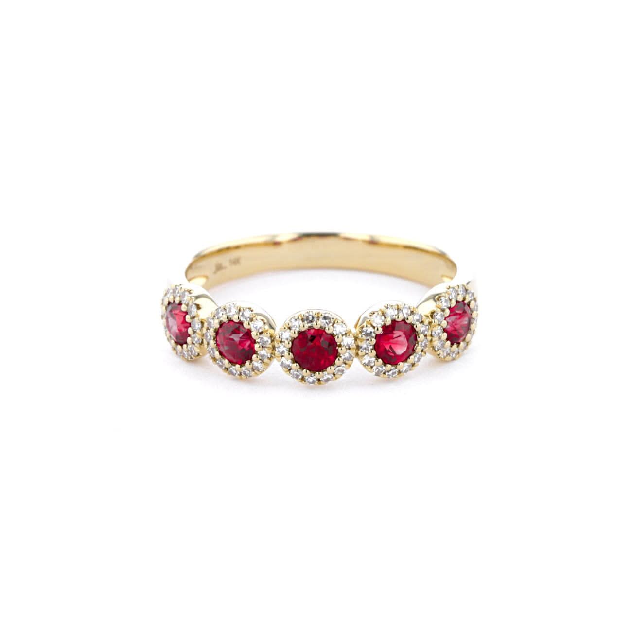 5mm Alexis 5 - Stone Halo Ruby Ring - PBD Rings