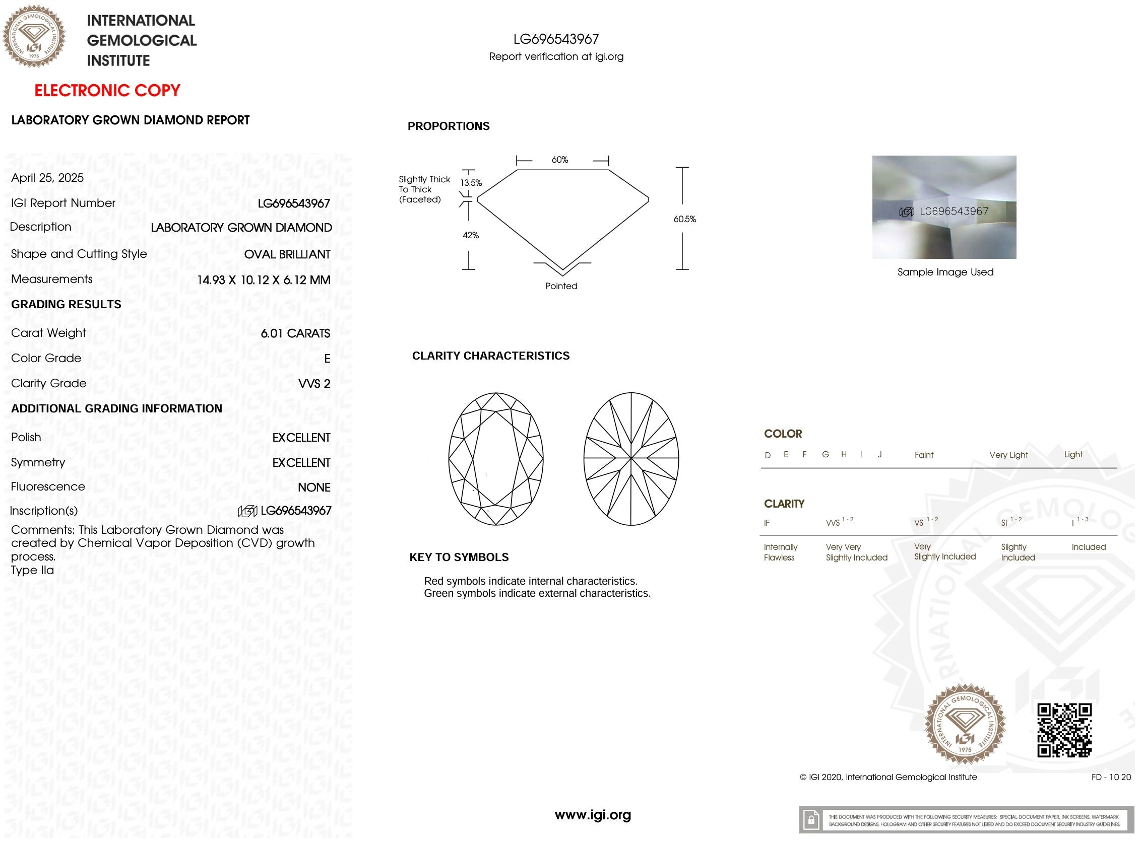6.01 Carat E-VVS2 Oval Lab Grown Diamond - IGI (#54314) Loose Diamond Princess Bride Diamonds 