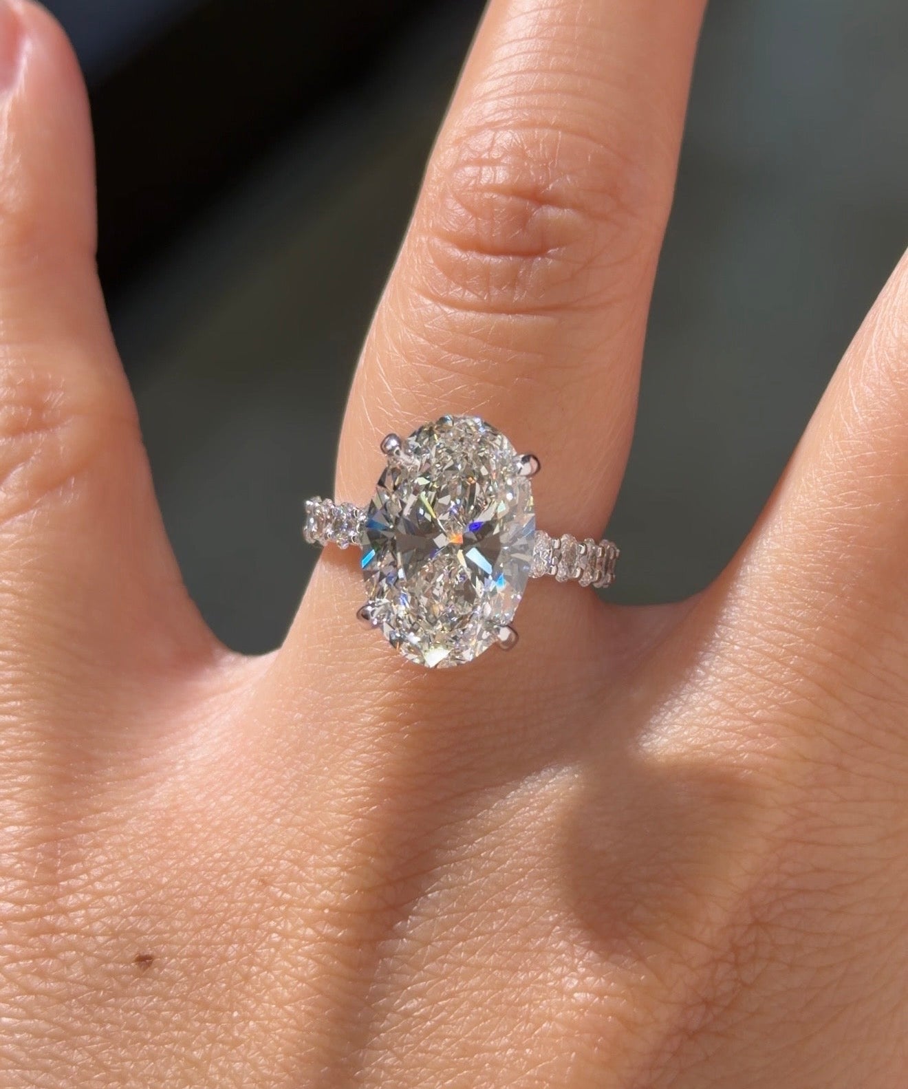 6.02ct F-VVS2 Oval Lab Diamond Mini Oval Engagement Ring - PBD Engagement Rings