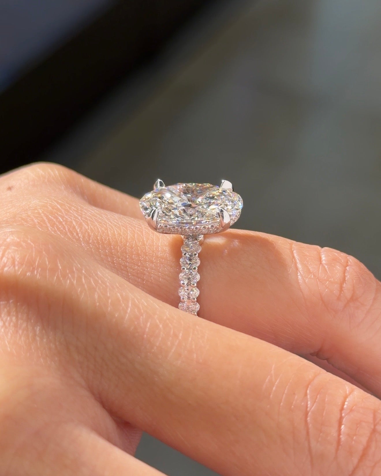 6.02ct F-VVS2 Oval Lab Diamond Mini Oval Engagement Ring - PBD Engagement Rings