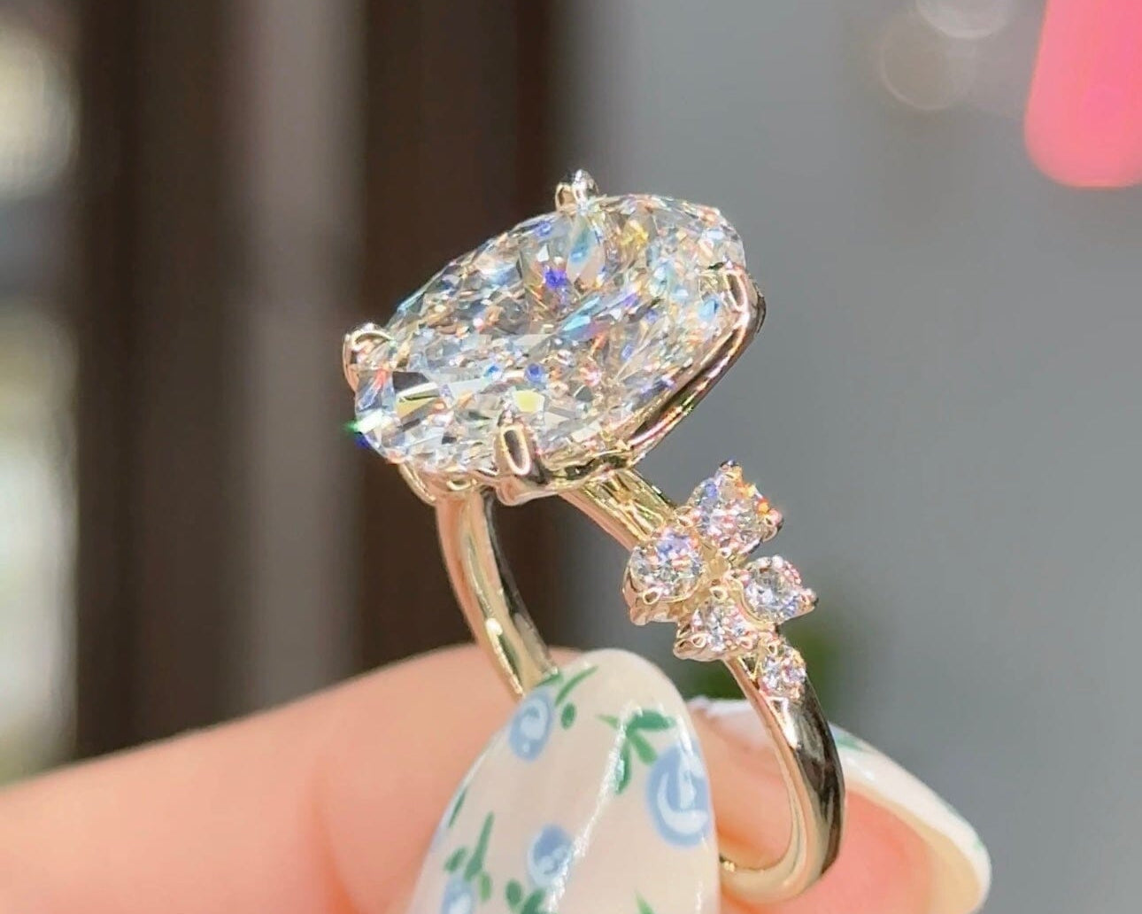 6.08ct D-VS1 Oval Lab Diamond Supernova Engagement Rings Princess Bride Diamonds 