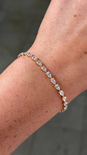 6.46ct East West Pear Tennis Bracelet Yellow Gold - PBD Bracelets