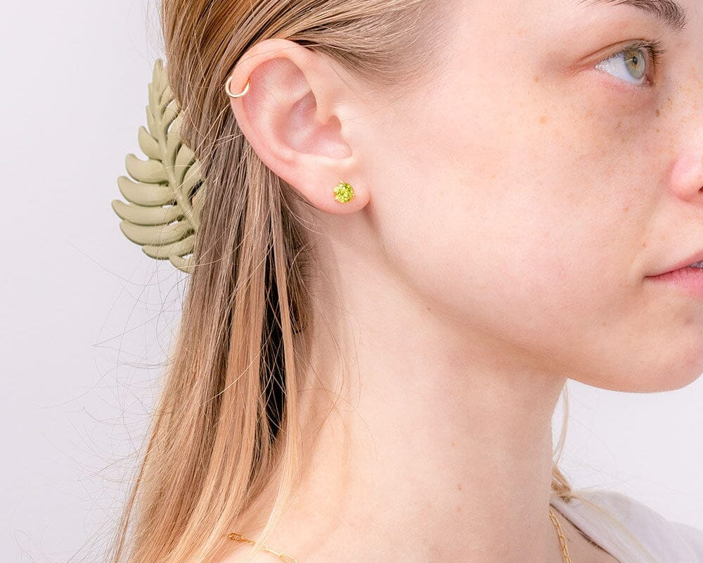 6mm Peridot Studs Earrings Princess Bride Diamonds 