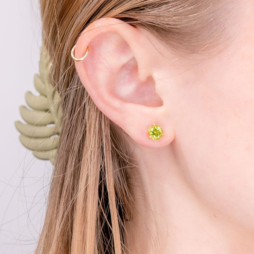 6mm Peridot Studs Earrings Princess Bride Diamonds 