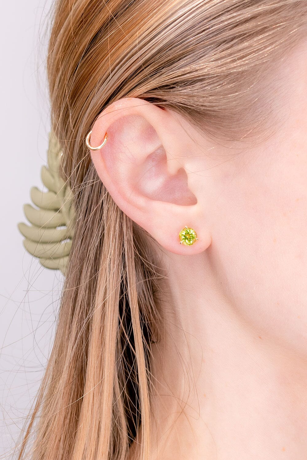 6mm Peridot Studs Earrings Princess Bride Diamonds 