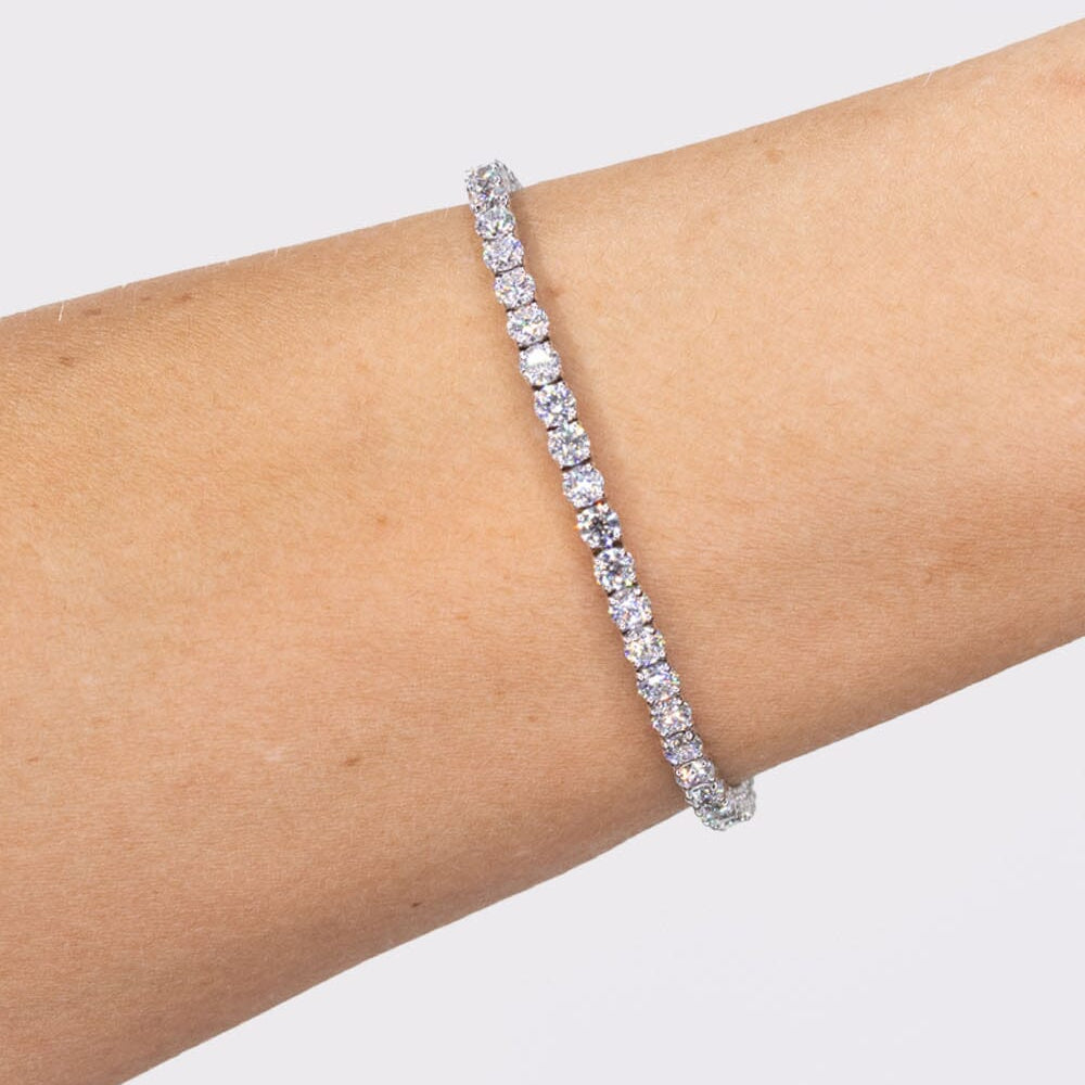 7.08ct F+ VS+ Lab Diamond Tennis Bracelet 14k White Gold Bracelets Princess Bride Diamonds 