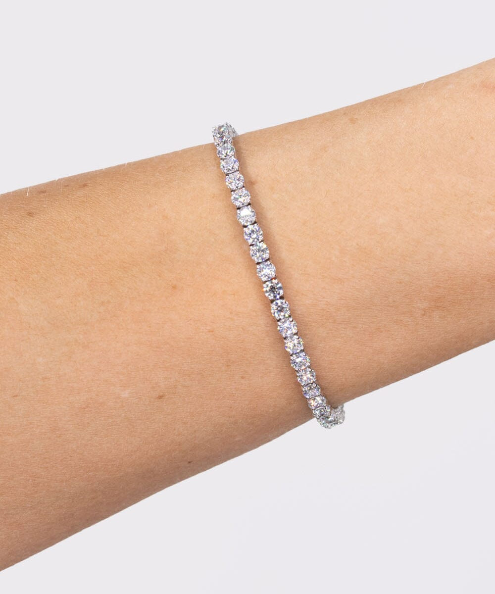 7.08ct F+ VS+ Lab Diamond Tennis Bracelet 14k White Gold Bracelets Princess Bride Diamonds 