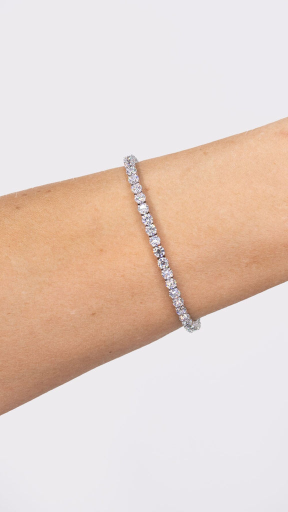 7.08ct F+ VS+ Lab Diamond Tennis Bracelet 14k White Gold Bracelets Princess Bride Diamonds 