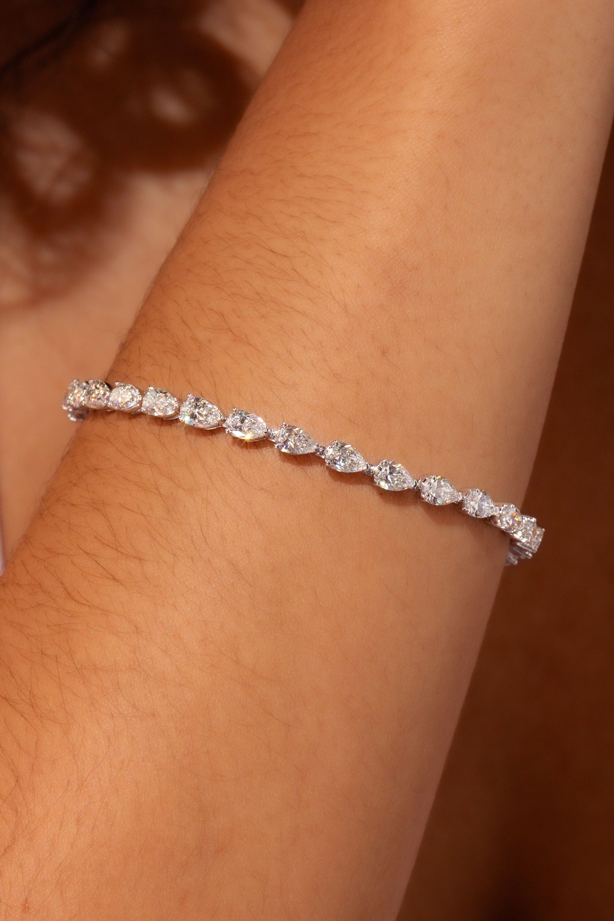 7.33ct F+ VS+ Pear Lab Diamond Tennis Bracelet Bracelets Princess Bride Diamonds 