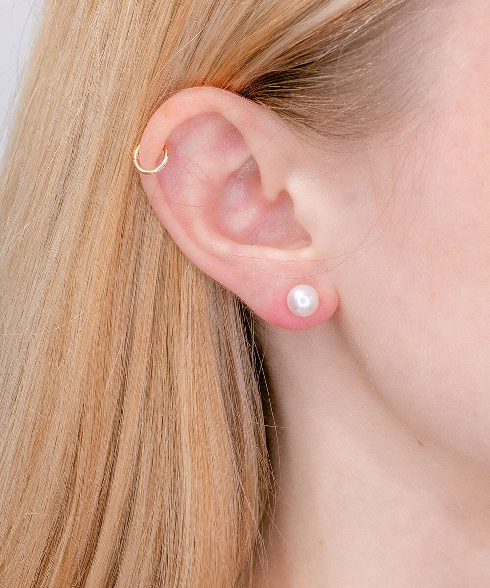 7mm Akoya Pearl Studs Earrings Princess Bride Diamonds 