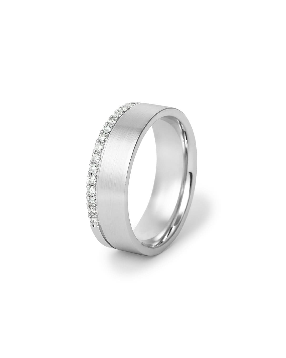 7mm Satin Center Diamond Edge - PBD Rings