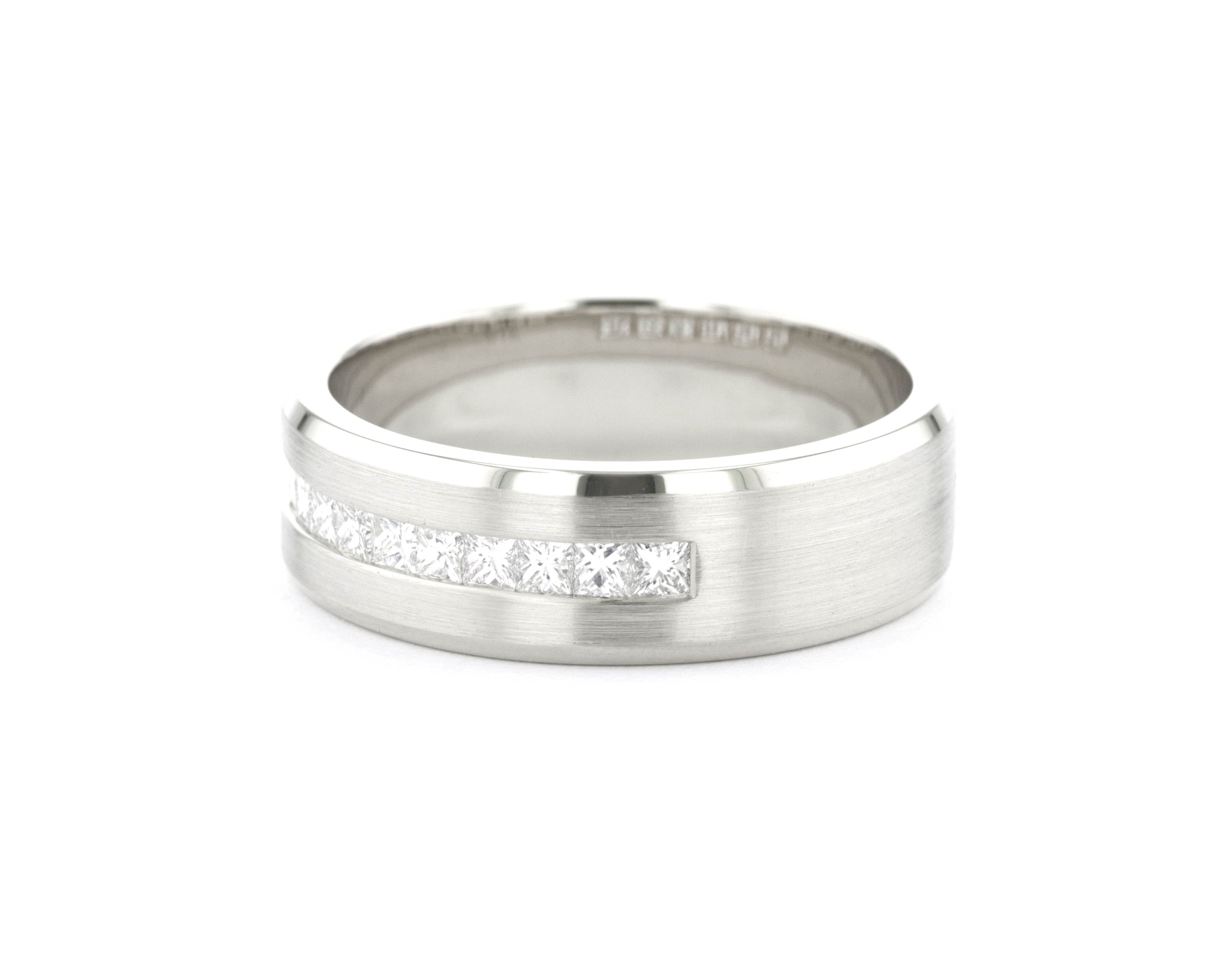 7mm Satin Center Princess Cut Diamond Band Rings Princess Bride Diamonds 