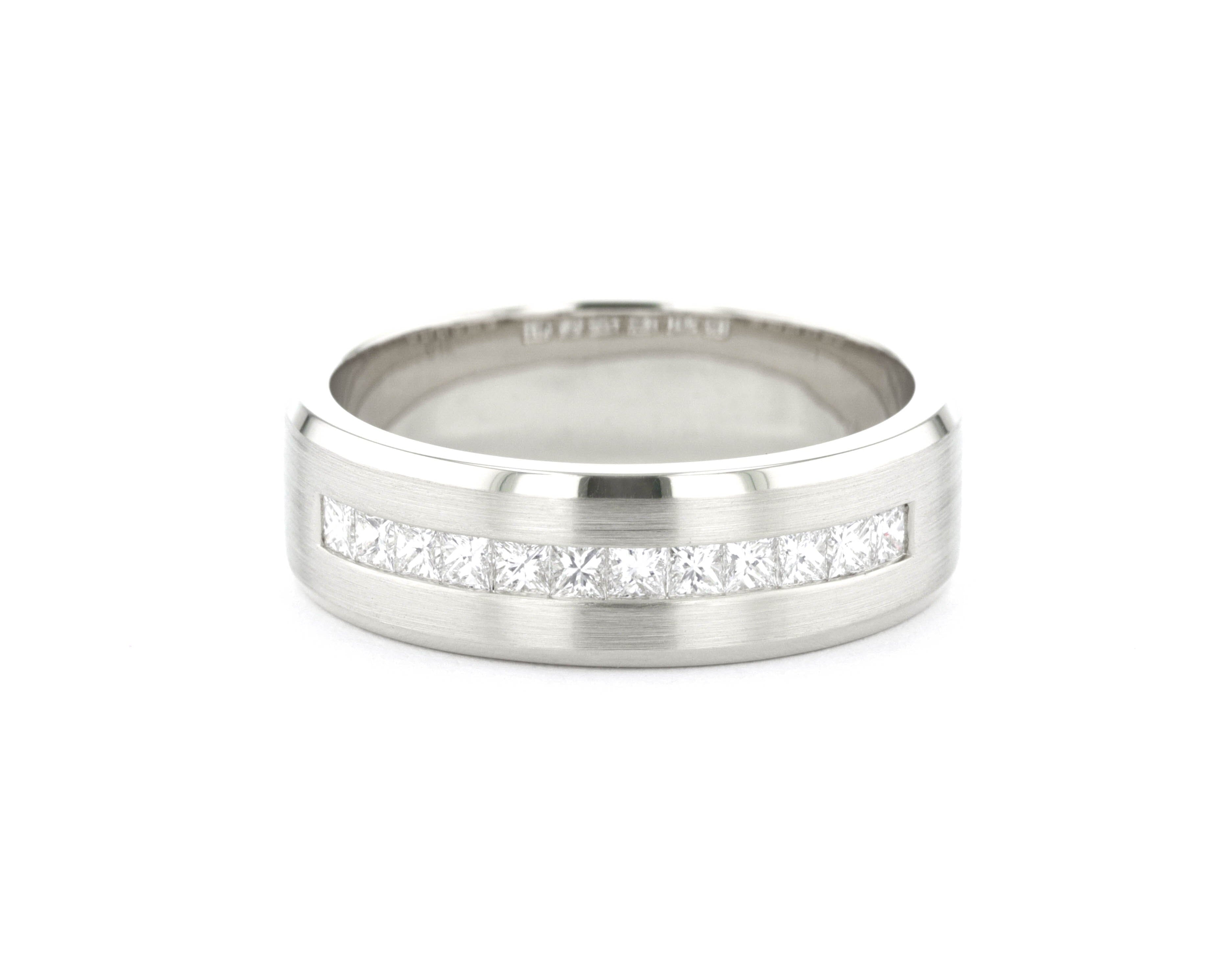 7mm Satin Center Princess Cut Diamond Band Rings Princess Bride Diamonds 