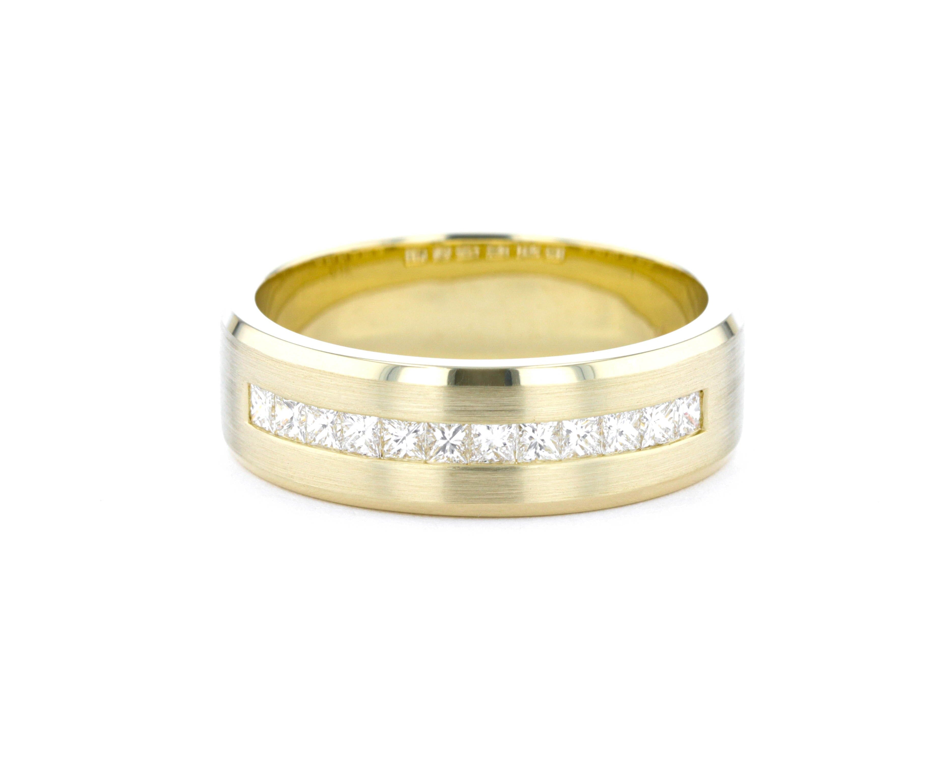 7mm Satin Center Princess Cut Diamond Band Rings Princess Bride Diamonds 