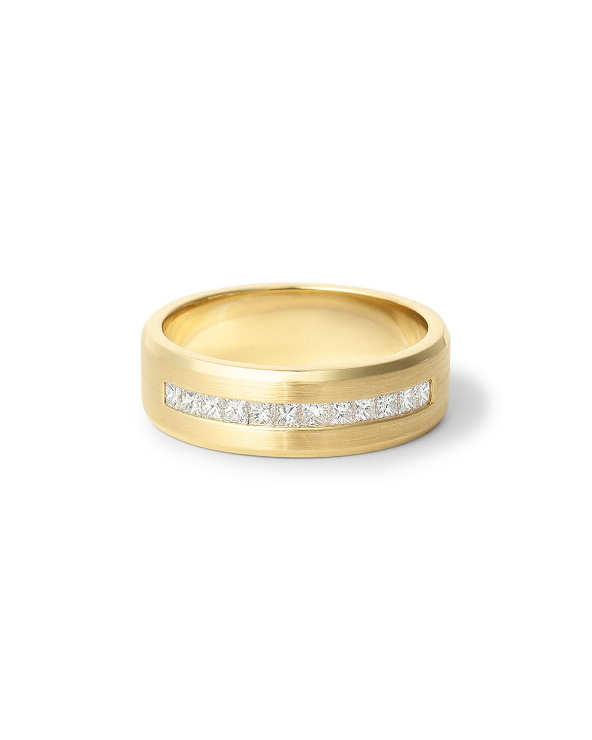 7mm Satin Center Princess Cut Diamond Band - PBD Rings
