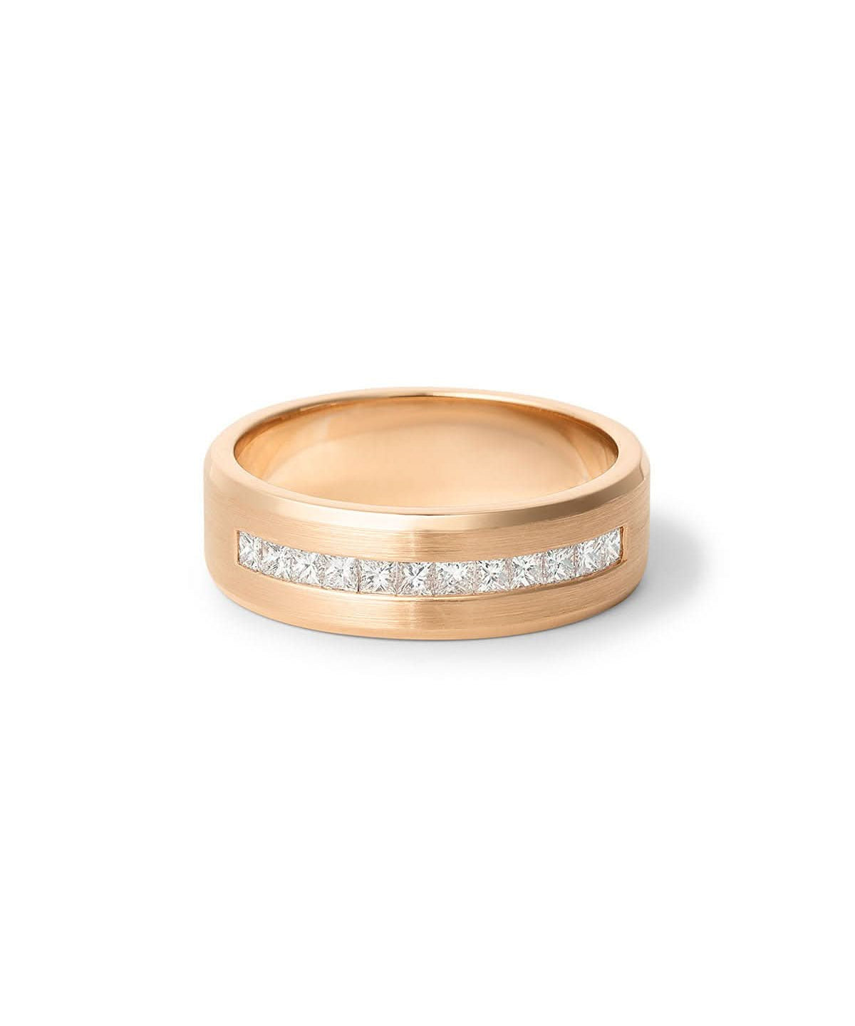 7mm Satin Center Princess Cut Diamond Band - PBD Rings