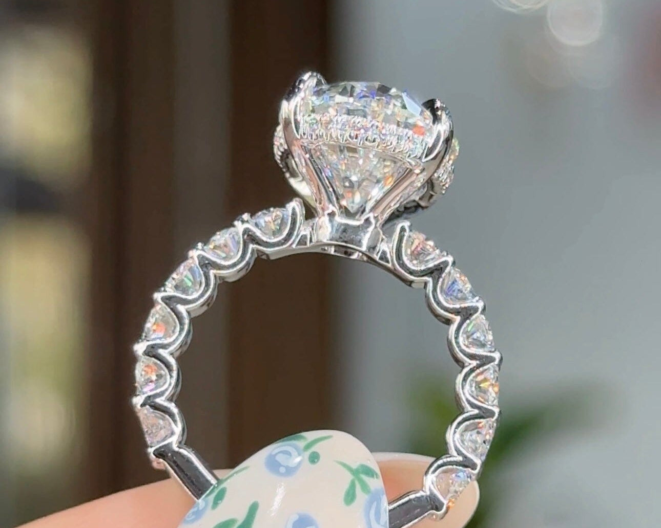 8.02ct E-VS1 Oval Lab Diamond North South Engagement Rings Princess Bride Diamonds 