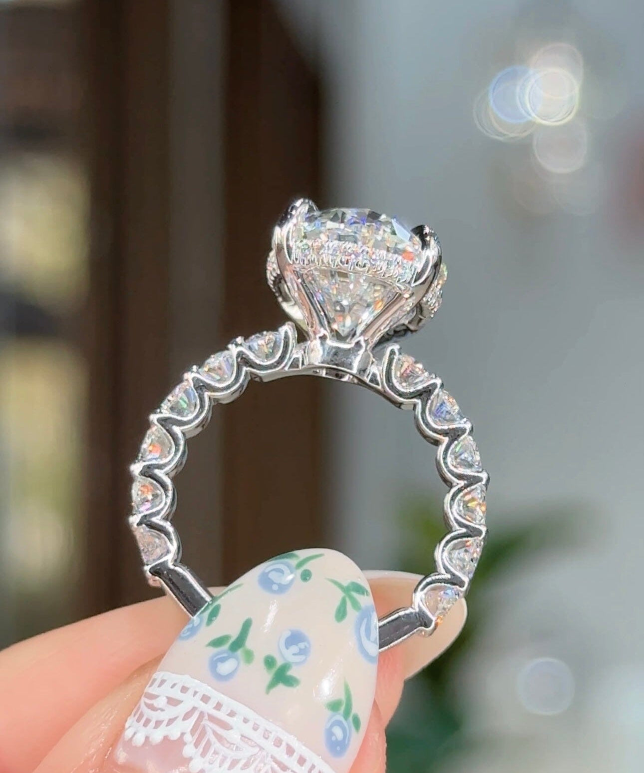 8.02ct E-VS1 Oval Lab Diamond North South Engagement Rings Princess Bride Diamonds 