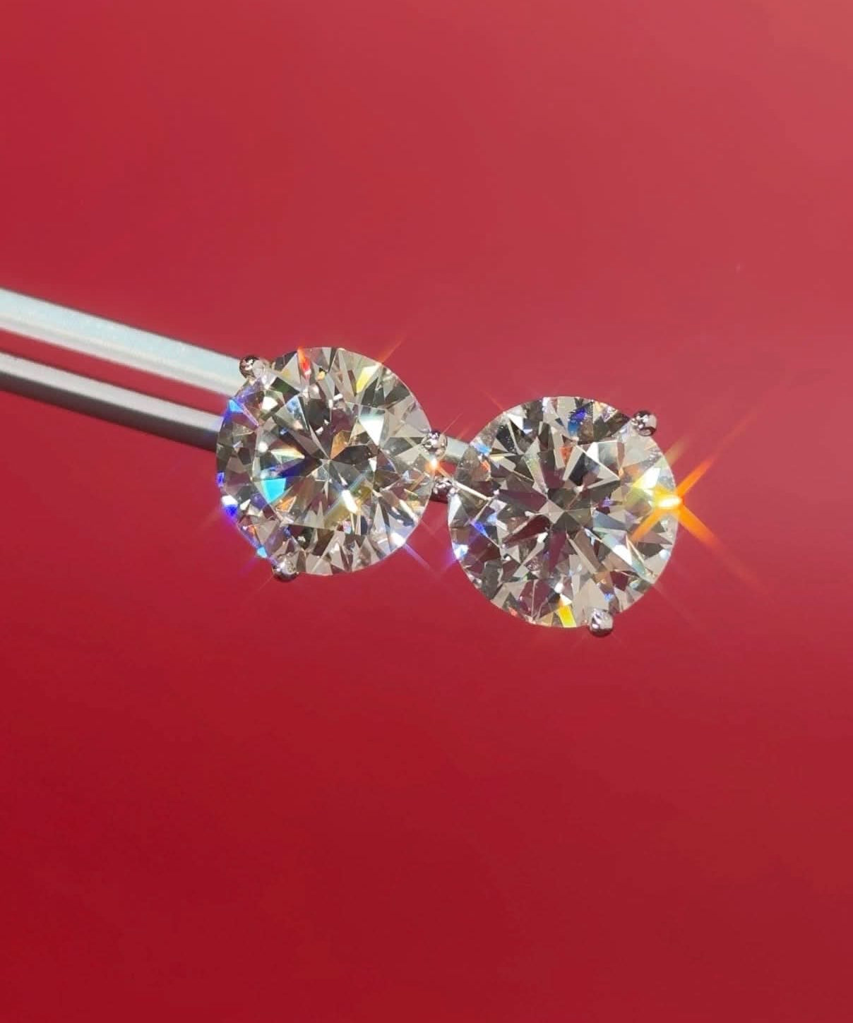 8.04ct F - VS1 Core Round Lab Diamond Martini Studs - PBD Earrings