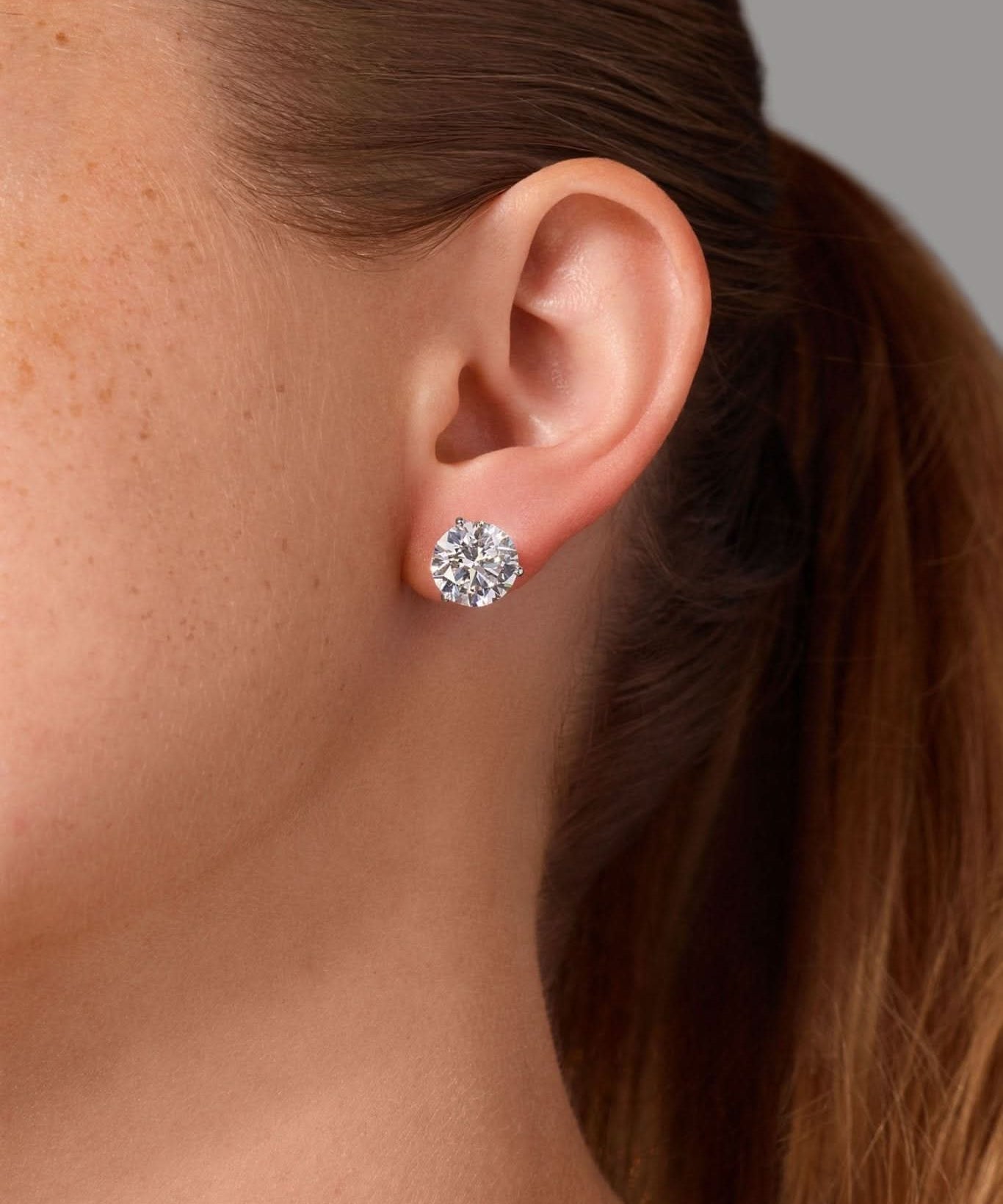 8.04ct F - VS1 Core Round Lab Diamond Martini Studs - PBD Earrings