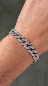 9.4mm Pavé Diamond Cuban Bracelet White Gold