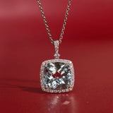 Aquamarine Diamond Halo Necklace