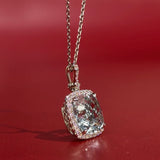 Aquamarine Diamond Halo Necklace