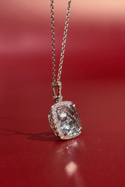 Aquamarine Diamond Halo Necklace