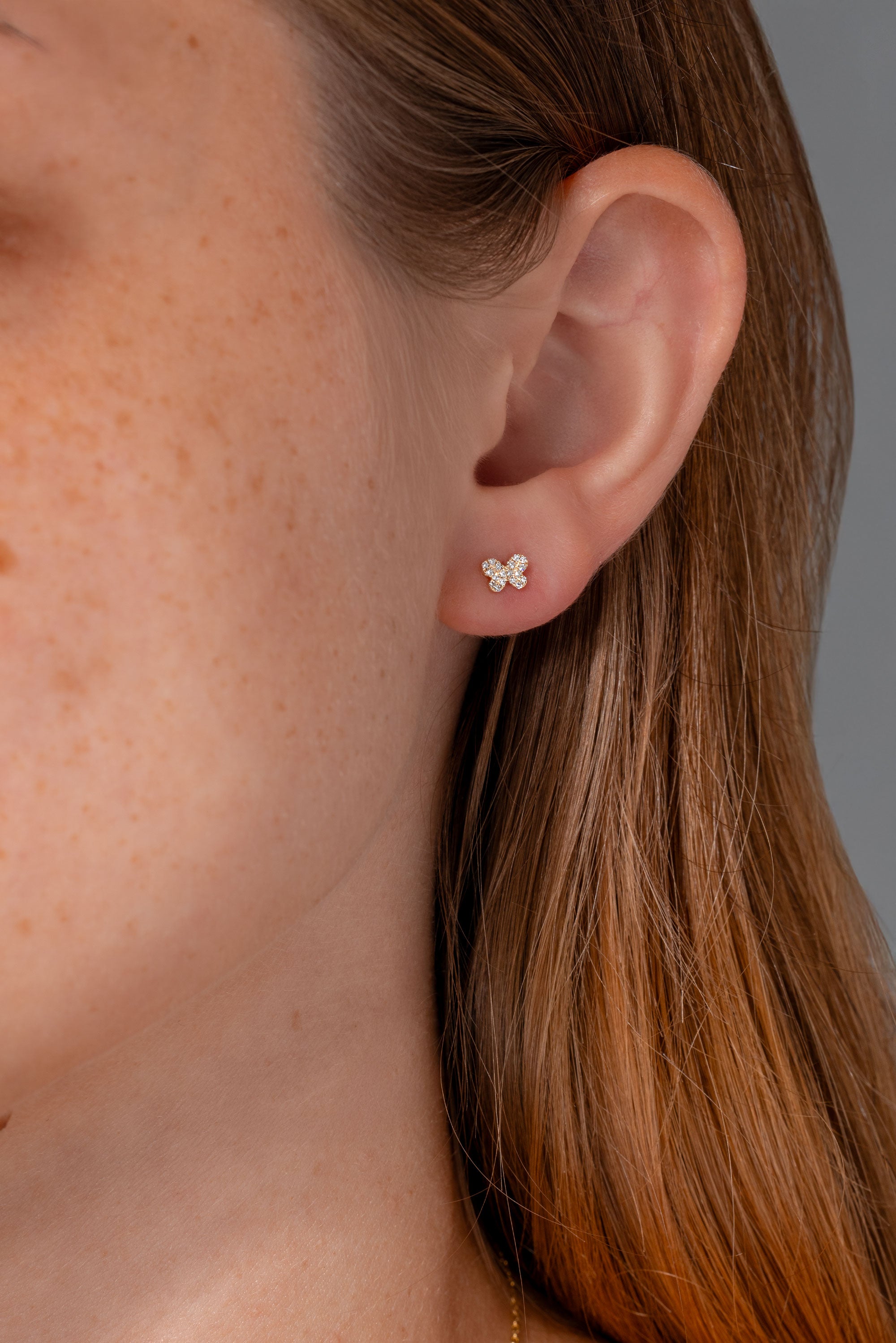 Yellow Gold Dainty Butterfly Studs