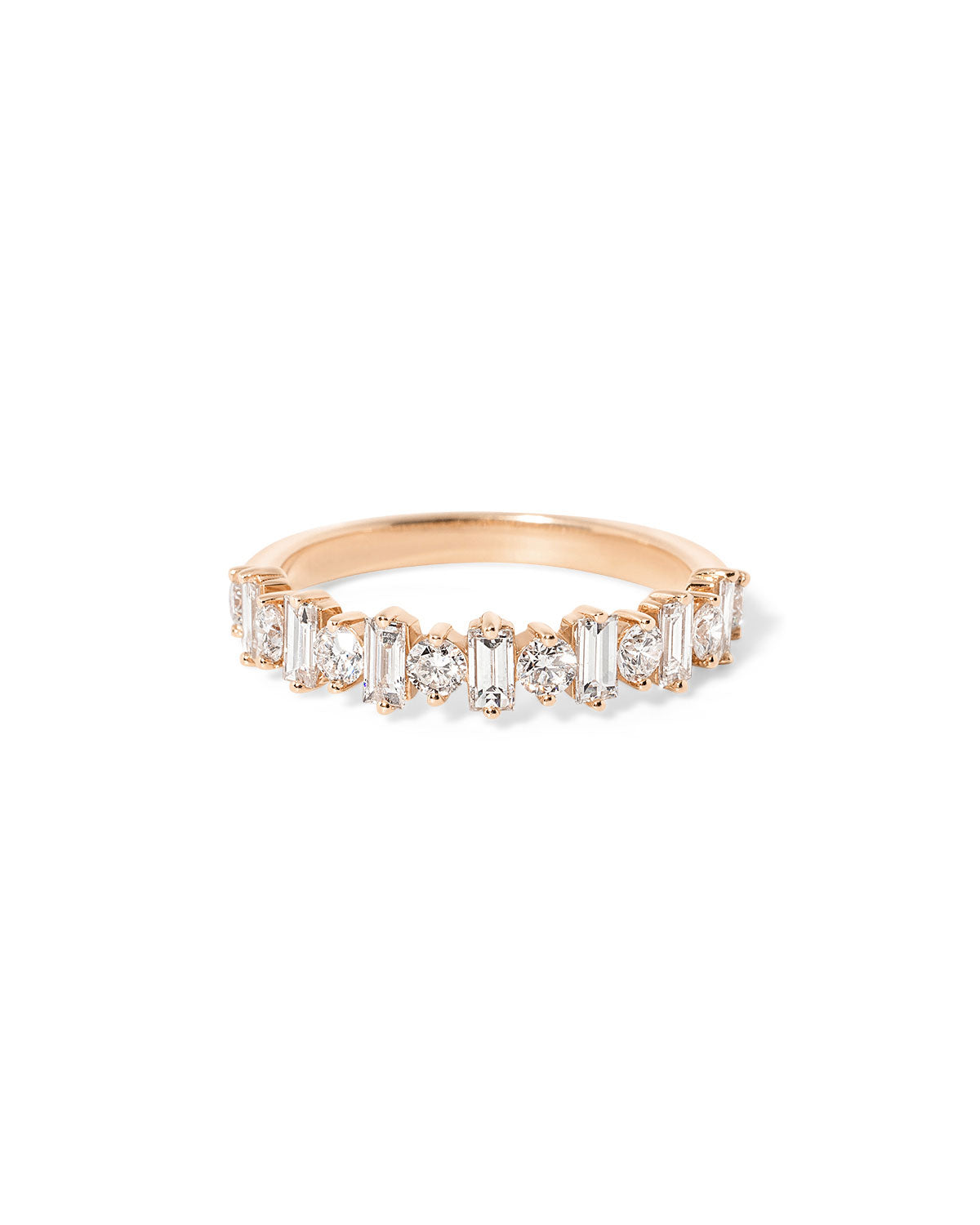 4.2mm Baguette & Round Floating Diamond Band