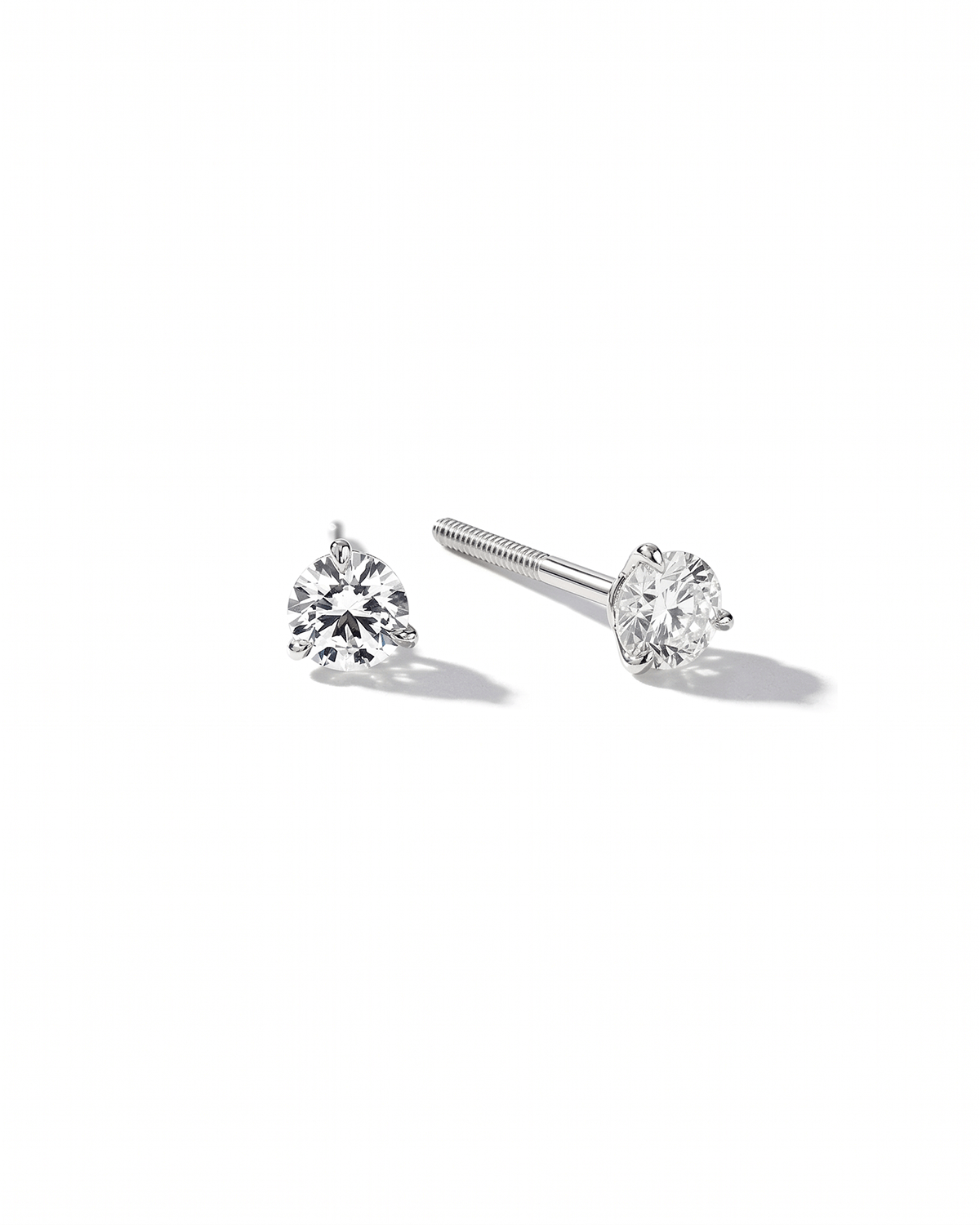 0.75ct Round Diamond Martini Studs | Screw-Backs | 14K White Gold