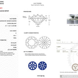 Diamond grading report with diamond images and text on a white background