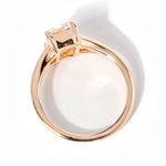 emerald cut diamond on split shank rose gold ring