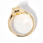 emerald cut diamond on split shank yellow gold ring