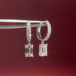 Emerald Diamond Drop Hoops White Gold with pave hoops dangle earrings at princess bride diamonds in huntington beach california 